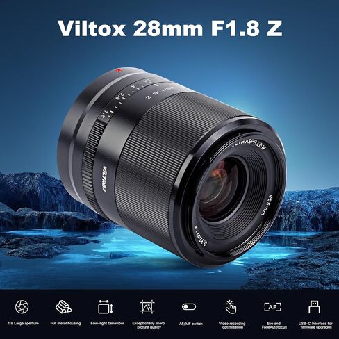 VILTROX 28mm F1.8 Full Frame Lens Auto Focus Lens for Nikon Z Mount Mirrorless Cameras Z5 Z50 Z6 Z6Ⅱ Z7 Z7Ⅱ ZFC Z30 Z9 Z8 in Saudi Arabia