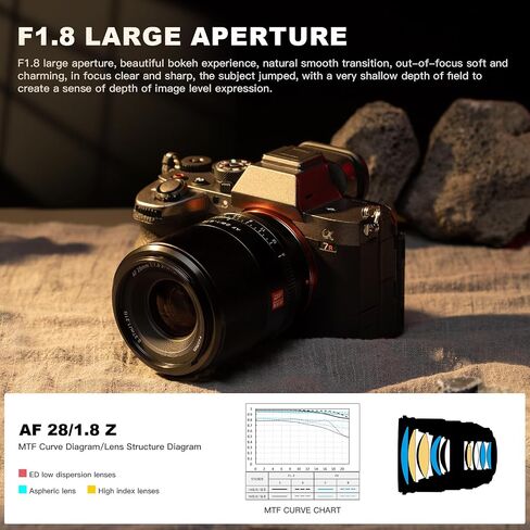 VILTROX 28mm F1.8 Full Frame Lens Auto Focus Lens for Nikon Z Mount Mirrorless Cameras Z5 Z50 Z6 Z6Ⅱ Z7 Z7Ⅱ ZFC Z30 Z9 Z8 in Saudi Arabia
