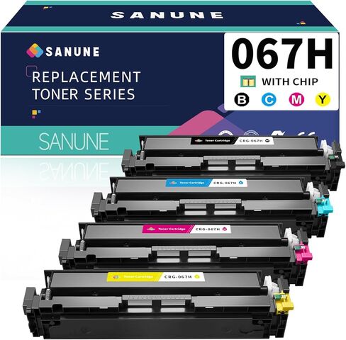 SANUNE CRG-067H بديل حبر عالي الإنتاجية لمجموعة خراطيش الحبر Canon 067 H، متوافقة مع طابعة Canon Color imageCLASS MF656Cdw LBP632Cdw LBP633Cdw MF653Cdw (1 أسود/سماوي/أرجواني/أصفر) in Kuwait