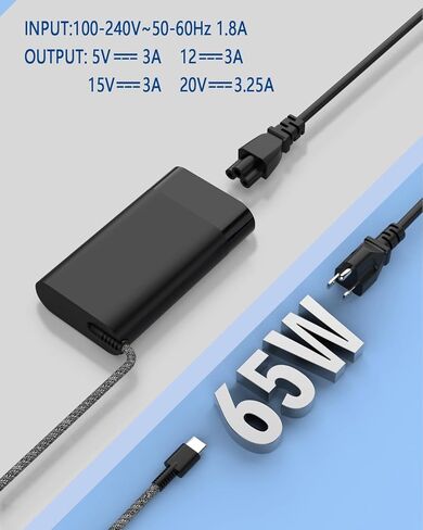 65W USB-C Chromebook Charger for HP Chromebook 14 X360 /Spectre x360/ HP Envy x360 ZBook Firefly G9 HP Elite Dragonfly G2 Type C Power Supply Cord in Kuwait