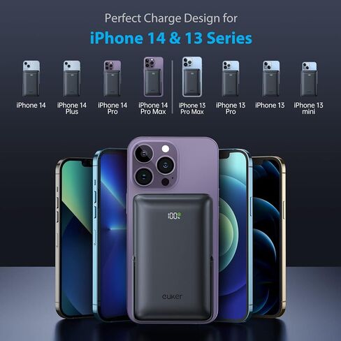 Wireless Portable Charger 10000mAh Magnetic Power Bank PD 20W Mag-Safe Battery Pack with LED Display and Foldable Stand for iPhone 15/14/13/12 (Blue) in Kuwait