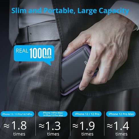 Wireless Portable Charger 10000mAh Magnetic Power Bank PD 20W Mag-Safe Battery Pack with LED Display and Foldable Stand for iPhone 15/14/13/12 (Blue) in Kuwait