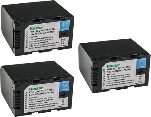 Kastar BN-VC296G 4 عبوات 7.4 فولت 10500 مللي أمبير في الساعة بديلة لبطارية JVC GY-HC500 GY-HC500E، GY-HC500U GY-HC500UN، GY-HC500SPC GY-HC500SPCN، GY-HC550 GY-HC550E GY-HC550UN كاميرا فيديو متصلة بدقة 4K in Kuwait