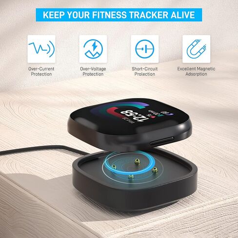 مجموعة ملحقات كابل الشحن GLDRAM لـ Fitbit Charge 5، كابل سريع الامتزاز المغناطيسي مع مفتاح إعادة الضبط، قطعتان من حافظة حماية TPU الشاملة للشاشة، كابل 3.3 قدم، منفذ USB in Kuwait