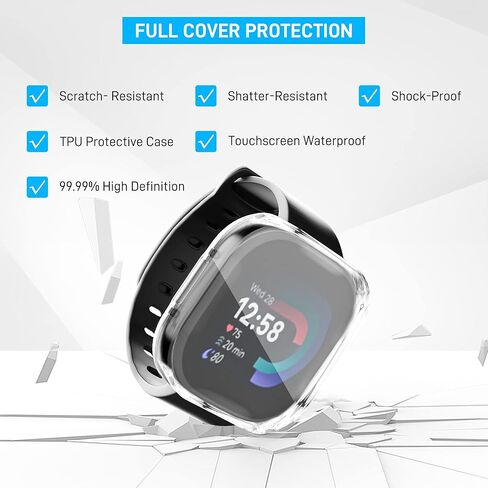 مجموعة ملحقات كابل الشحن GLDRAM لـ Fitbit Charge 5، كابل سريع الامتزاز المغناطيسي مع مفتاح إعادة الضبط، قطعتان من حافظة حماية TPU الشاملة للشاشة، كابل 3.3 قدم، منفذ USB in Kuwait