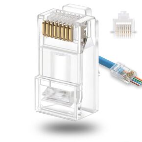 موصل Rapink Cat6 RJ45 يمر عبر 50 حزمة، قابس UTP Ethernet RJ45 ممتاز، أطراف RJ45 ذهبية لكابل الشبكة الصلبة والمجدول Cat6 in Kuwait