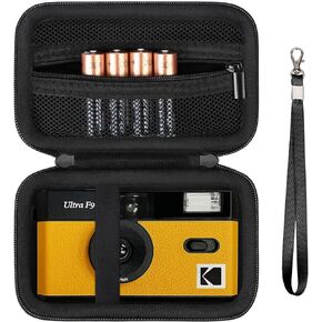 حقيبة سفر صلبة من Supmay لكاميرا Kodak F9 قابلة لإعادة الاستخدام فائقة الحجم مقاس 35 مم، حقيبة حمل واقية للتخزين مع جيب شبكي بسحاب للبطارية، والفيلم، وكابل USB، أسود in Kuwait