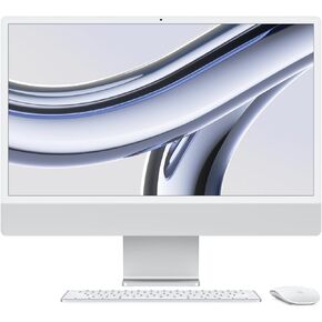 كمبيوتر مكتبي Apple 2023 iMac الكل في واحد مع شريحة M3: وحدة معالجة مركزية 8 نواة، وحدة معالجة رسومات 8 نواة، شاشة Retina مقاس 24 بوصة، ذاكرة موحدة سعة 8 جيجابايت، وحدة تخزين SSD سعة 256 جيجابايت، ملحقات متطابقة. يعمل مع آيفون/آي باد؛ فضة