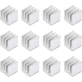 Uxcell 10x10x10 مللي متر فضي اللون مبادل حراري من الألومنيوم لوحة لاصقة حرارية برودة لتبريد الطابعات ثلاثية الأبعاد 12 قطعة in Kuwait