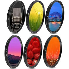 Acuvar 58mm Graduated Color Lens Filter Kit, 6 Piece Gradient Filter Set for DSLR and Mirrorless Camera Lenses – Includes Photography Filters, and Outdoor Effects + Travel Pouch –Fits 58mm Lens Thread in Saudi Arabia