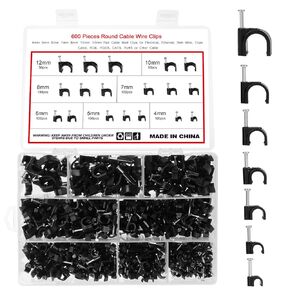 OCR 520PCS Cable Clips, Wire Clips Assortment with Steel Nail 6mm 7mm 8mm 10mm for RG6 RG59 CAT5 CAT6 RJ45 Electrical Ethernet Speaker TV Wire Extension Cord Coaxial Nail Clamps