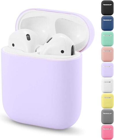 AirPods Case, Airpods Accessories,AirPods Case Protection No Keychain,Airpods Silicon Case,Ultra-Thin Soft Airpods Cover Skin Compatible with Airpods 1 & AirPods 2(Black) in Kuwait