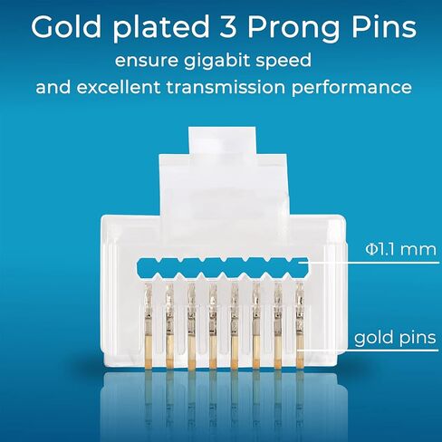 موصل Rapink Cat6 RJ45 يمر عبر 50 حزمة، قابس UTP Ethernet RJ45 ممتاز، أطراف RJ45 ذهبية لكابل الشبكة الصلبة والمجدول Cat6 in Kuwait