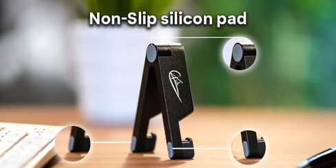Premium Cell Phone Stand | Phone Stand for Desk | Foldable & Portable iPhone Cell Phone Holder | Phone Holder for Desk Compatible with All Smart Phones | iPhone | Android (Black) in Saudi Arabia