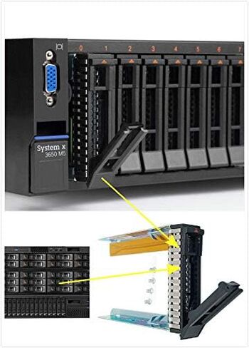 YUNDIAN 2-Pack 2.5 بوصة SAS SATA HDD محرك الأقراص الصلبة علبة علبة مزلقة لسلسلة IBM X3250 X 3550 X3650 M5 X 3850 X3950 X 6 M6، 00E7600 L38552 (ليس 3.5 بوصة!! 8 براغي متضمنة) استبدال in Kuwait