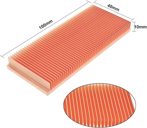 غرفة تبريد نحاسية نقية 3.94 بوصة × 1.57 بوصة × 0.39 بوصة/100 مم × 40 مم × 10 مم بالوعة الحرارة مبرد تبريد لوحة دوائر زعنفة لشريحة إلكترونية LED مضخم الطاقة in Kuwait