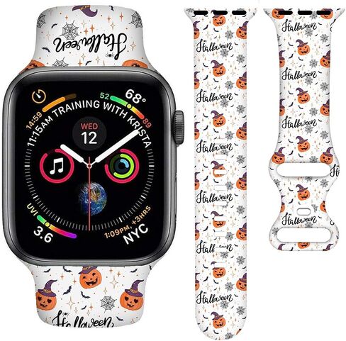 BACDOILQ Halloween Christmas Christmas Thanksgiving Watch Band بديل الساعة الذكية متوافق مع ساعة 38 مم 40 مم 41 مم 42 مم 44 مم 45 مم حزام سيليكون لسلسلة الساعات 8/7/6/5/4/3/2/1/SE in Kuwait