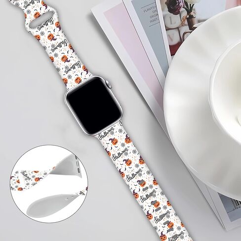 BACDOILQ Halloween Christmas Christmas Thanksgiving Watch Band بديل الساعة الذكية متوافق مع ساعة 38 مم 40 مم 41 مم 42 مم 44 مم 45 مم حزام سيليكون لسلسلة الساعات 8/7/6/5/4/3/2/1/SE in Kuwait