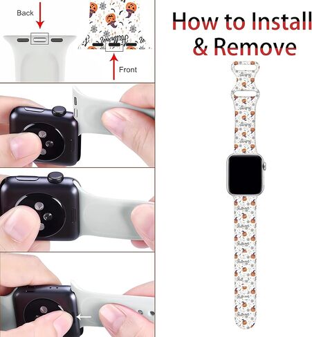 BACDOILQ Halloween Christmas Christmas Thanksgiving Watch Band بديل الساعة الذكية متوافق مع ساعة 38 مم 40 مم 41 مم 42 مم 44 مم 45 مم حزام سيليكون لسلسلة الساعات 8/7/6/5/4/3/2/1/SE in Kuwait