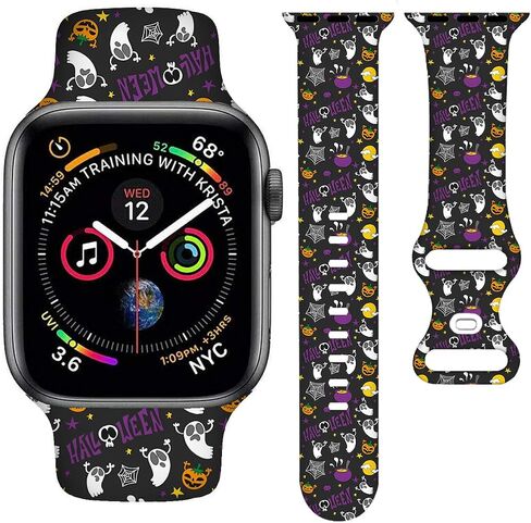 BACDOILQ Halloween Christmas Christmas Thanksgiving Watch Band بديل الساعة الذكية متوافق مع ساعة 38 مم 40 مم 41 مم 42 مم 44 مم 45 مم حزام سيليكون لسلسلة الساعات 8/7/6/5/4/3/2/1/SE in Kuwait