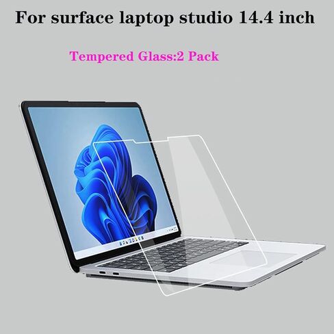 BYIUIHS [عبوة من قطعتين] واقي شاشة مناسب لاستوديو الكمبيوتر المحمول السطحي مقاس 14.4 بوصة، مقاوم للخدش وخالي من الفقاعات من الزجاج المقسى وسهل التركيب in Kuwait
