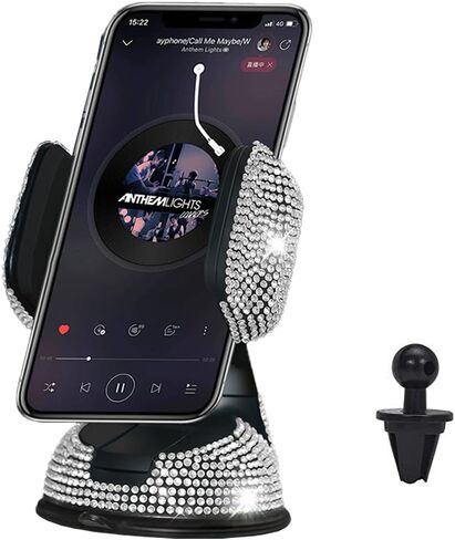 Bling Car Accessories Set 11 PCS, LYCARESUN Rhinestone Car Phone Holder Mount, Bling Seat Hooks, Bling Cup Holder Coasters, Glass Holders, Car Interior Accessories for Women, Girls in Kuwait