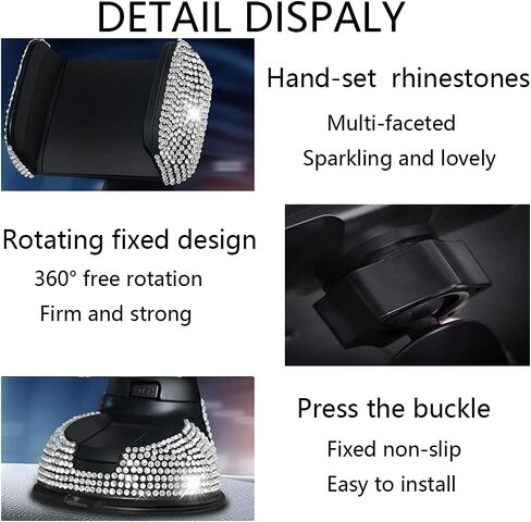 Bling Car Accessories Set 11 PCS, LYCARESUN Rhinestone Car Phone Holder Mount, Bling Seat Hooks, Bling Cup Holder Coasters, Glass Holders, Car Interior Accessories for Women, Girls in Kuwait