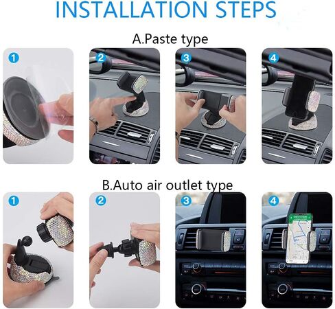 Bling Car Accessories Set 11 PCS, LYCARESUN Rhinestone Car Phone Holder Mount, Bling Seat Hooks, Bling Cup Holder Coasters, Glass Holders, Car Interior Accessories for Women, Girls in Kuwait