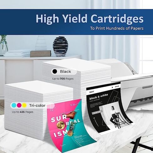 استبدال خرطوشة حبر Smart Printink 64XL لحبر HP 64 XL (2X أسود) عالي الإنتاجية - متوافق: Envy Photo 7858 7855 7120 7155 7158 7164 6255 6252 6232 Envy Inspire 7955e Tango X Printers in Kuwait