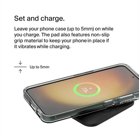 لوحة شحن لاسلكية Belkin BoostCharge Pro بقدرة 15 وات عالمية سهلة المحاذاة، شاحن Qi سريع، لوحة شحن كبيرة لأجهزة Apple iPhone وSamsung Galaxy وApple AirPods Pro وغيرها من الأجهزة - أسود in Saudi Arabia