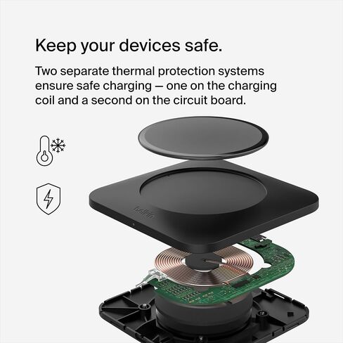 لوحة شحن لاسلكية Belkin BoostCharge Pro بقدرة 15 وات عالمية سهلة المحاذاة، شاحن Qi سريع، لوحة شحن كبيرة لأجهزة Apple iPhone وSamsung Galaxy وApple AirPods Pro وغيرها من الأجهزة - أسود in Saudi Arabia