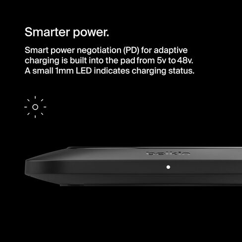 لوحة شحن لاسلكية Belkin BoostCharge Pro بقدرة 15 وات عالمية سهلة المحاذاة، شاحن Qi سريع، لوحة شحن كبيرة لأجهزة Apple iPhone وSamsung Galaxy وApple AirPods Pro وغيرها من الأجهزة - أسود in Saudi Arabia