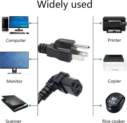 3 Prong AC Power Cord 5.9FT, 10A 250V 18AWG 5-15P to C13 Power Cable in Kuwait