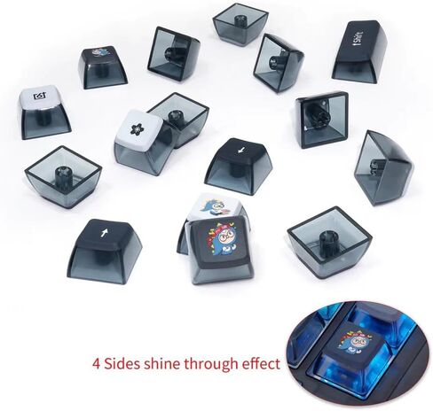 أغطية مفاتيح شفافة Glacier Skyloong GK7 PBT متوافقة مع تخطيط لوحة المفاتيح 60%/65%/75%/80%/96%/100% (رمادي متدرج) in Kuwait