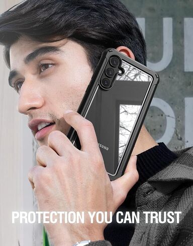 Poetic Guardian Case for Samsung Galaxy S24 FE 5G [20 FT Mil-Grade Drop Tested], Built-in Screen Protector [Work with Fingerprint ID], Full-Body Rugged Shockproof Protective Cover Case, Black/Clear in Kuwait