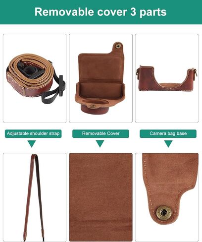 PULUZ Leather Case for Sony ZV-1F, Protective Vintage Camera Bag (Coffee) in Saudi Arabia
