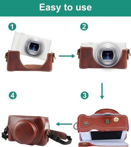 PULUZ Leather Case for Sony ZV-1F, Protective Vintage Camera Bag (Coffee) in Saudi Arabia