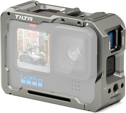 Tilta Full Camera Cage Compatible with GoPro Hero 13/12/11/10/9 Titanium Gray | Professional Cage | Aluminum Build | Two Threads | Cold Shoe Mount | Quick Release | TA-T42-FCC-TG in Saudi Arabia