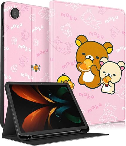 Besoar لحافظات Galaxy Tab A8 مقاس 10.5 بوصة 2022 للفتيات والأطفال في سن المراهقة والأولاد والنساء أغطية بتصميم شخصيات كرتونية لطيفة وحامل فوليو أنيق لهاتف Samsung A8 Tablet Case SM-X200 SM-X205 SM-X207، أسود Sti in Kuwait