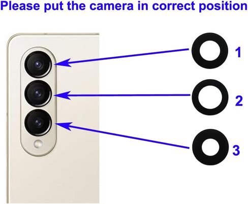 يويوند 3 قطع من عدسات الكاميرا الخلفية الاصلية من او اي ام لموبايل سامسونج جالاكسي Z فولد 4 مع لاصق مثبت مسبقا مع دليل التركيب ومجموعة ادوات in Kuwait