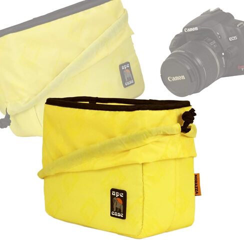 Ape Case ACQB39GY Cubeze Gray Protective Flexible Padded Camera Insert Storage Bag With Removable And Adjustable Padded Inserts, Drawstring Closure, Hi-Vis Yellow Interior, For DSLR Or Mirrorless Came in Kuwait