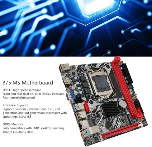 لوحة أم للكمبيوتر B75 MS LGA 1155، لوحة أم للألعاب، تدعم ذاكرة DDR3 NVME M.2 WiFi M.2 USB3.0 SATA3.0 اللوحة الأم in Saudi Arabia