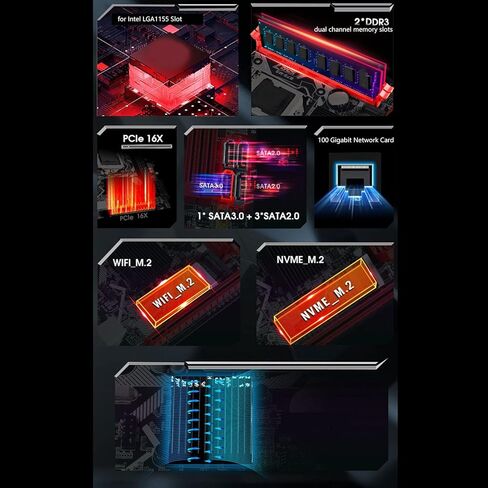 لوحة أم للكمبيوتر B75 MS LGA 1155، لوحة أم للألعاب، تدعم ذاكرة DDR3 NVME M.2 WiFi M.2 USB3.0 SATA3.0 اللوحة الأم in Saudi Arabia