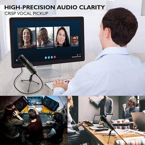 ميكروفون مكثف لتسجيل الكمبيوتر الشخصي USB - LED أزرق، كسب قابل للتعديل، مقبس سماعة الرأس، التحكم في كتم الصوت، حامل ثلاثي الأرجل - ميكروفون مكتبي مكثف صوتي احترافي محمول لألعاب البث الصوتي - Pyle PDMIUSB50 in Kuwait