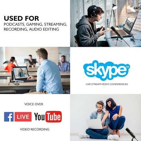 ميكروفون مكثف لتسجيل الكمبيوتر الشخصي USB - LED أزرق، كسب قابل للتعديل، مقبس سماعة الرأس، التحكم في كتم الصوت، حامل ثلاثي الأرجل - ميكروفون مكتبي مكثف صوتي احترافي محمول لألعاب البث الصوتي - Pyle PDMIUSB50 in Kuwait