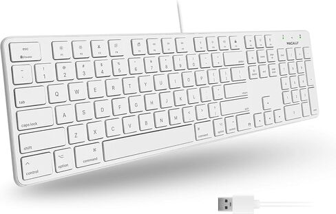 Macally Ultra-Slim USB Wired Keyboard with Number Keypad for Apple Mac Pro, MacBook Pro/Air, iMac, Mac Mini, Laptop Computers, Windows Desktop PC Laptops, Silver (SLIMKEYPROA) in Kuwait