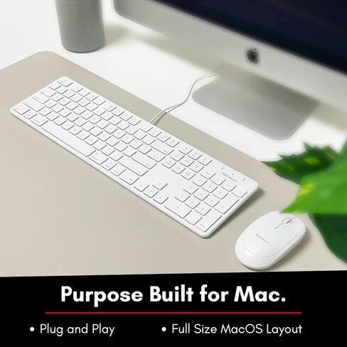 Macally Ultra-Slim USB Wired Keyboard with Number Keypad for Apple Mac Pro, MacBook Pro/Air, iMac, Mac Mini, Laptop Computers, Windows Desktop PC Laptops, Silver (SLIMKEYPROA) in Kuwait