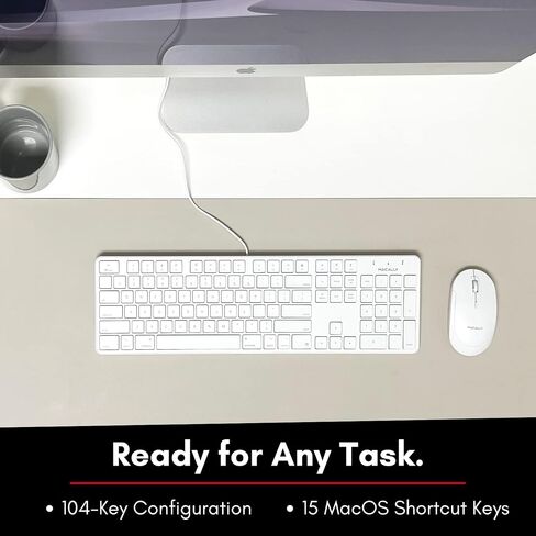 Macally Ultra-Slim USB Wired Keyboard with Number Keypad for Apple Mac Pro, MacBook Pro/Air, iMac, Mac Mini, Laptop Computers, Windows Desktop PC Laptops, Silver (SLIMKEYPROA) in Kuwait