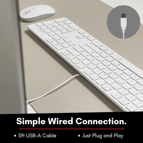 Macally Ultra-Slim USB Wired Keyboard with Number Keypad for Apple Mac Pro, MacBook Pro/Air, iMac, Mac Mini, Laptop Computers, Windows Desktop PC Laptops, Silver (SLIMKEYPROA) in Kuwait