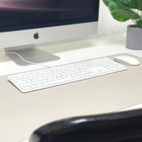 Macally Ultra-Slim USB Wired Keyboard with Number Keypad for Apple Mac Pro, MacBook Pro/Air, iMac, Mac Mini, Laptop Computers, Windows Desktop PC Laptops, Silver (SLIMKEYPROA) in Kuwait